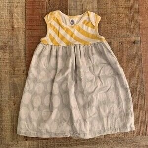 Stem Yellow Striped And Gray Polka Dots Tank Dress - 24M